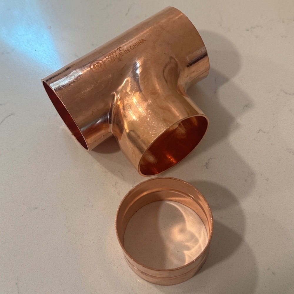 2 Inch DWV Sanitary Tee Copper Pipe Fitting and Coupling Set 61250720229